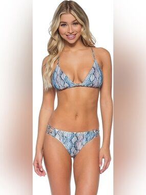 ISABELLA ROSE Womens Snakeskin
Sliding Triangle Bikini Set B40